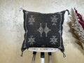 Handmade Moroccan Silk Pillow Cover, Black Boho Pillowcase, Tribal Embroidered Home Decor for Sofa Couch - product image 1