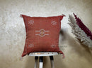 Moroccan Silk Pillow Cover, Handmade Boho Pillowcase, Elegant Terracotta Tribal Accent, Custom Sizes for - product image 1