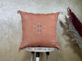 Moroccan Silk Pillow Cover Handmade Boho Pillowcase, Terracotta Geometric Cushion Cover, Custom Sizes for - product image 1