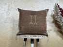 Handmade Moroccan Silk Pillow Cover, Brown Boho Tribal Pillowcase, Neutral Kilim Style Cushion Cover, Cus - product image 1