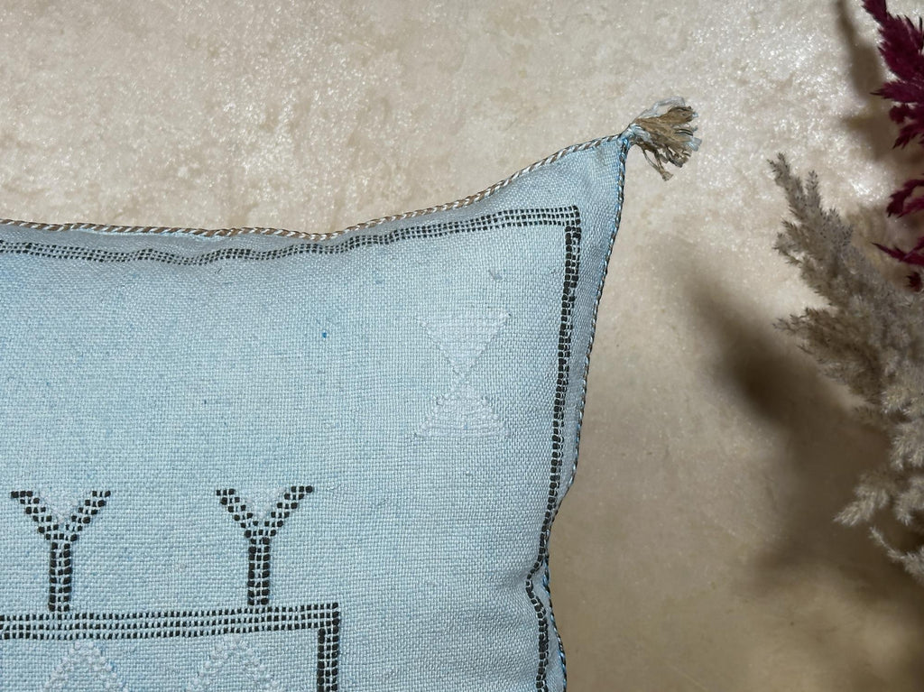 Handmade Moroccan Kilim Pillow Cover, Navy Boho Pillow, Cactus Silk Cushion Cover for Sofa Bed Decor - product image 4