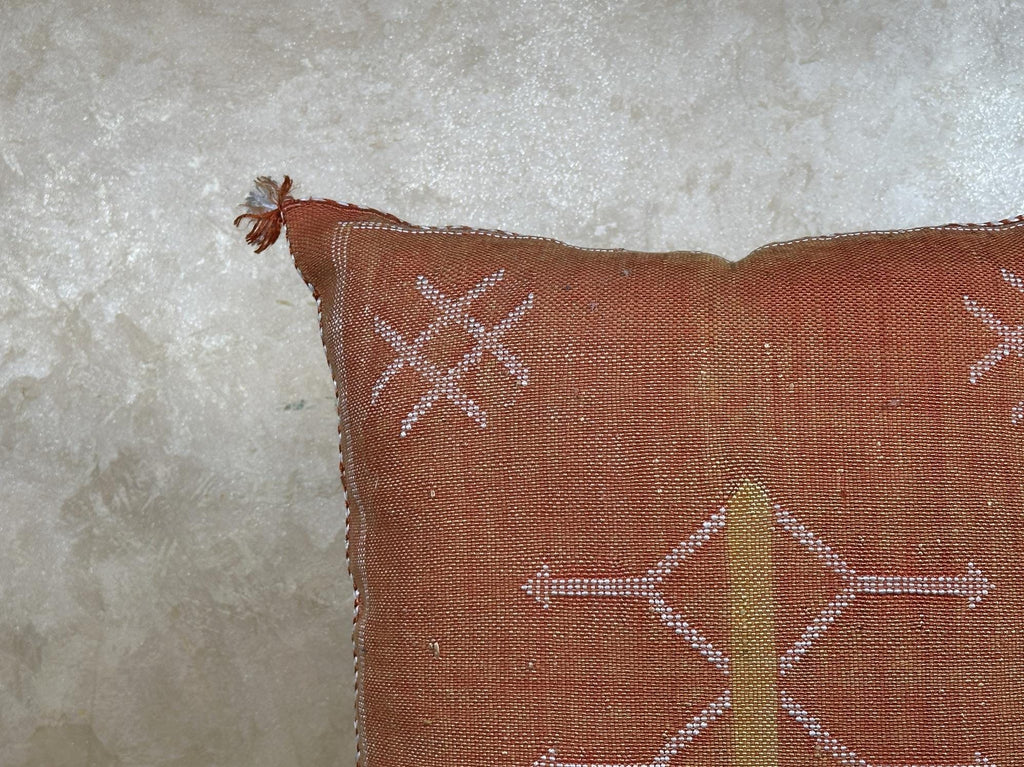 Boho Lumbar Pillow Cover, Navy Moroccan Kilim Cushion, Handmade Cactus Silk Pillowcase Decor - product image 5