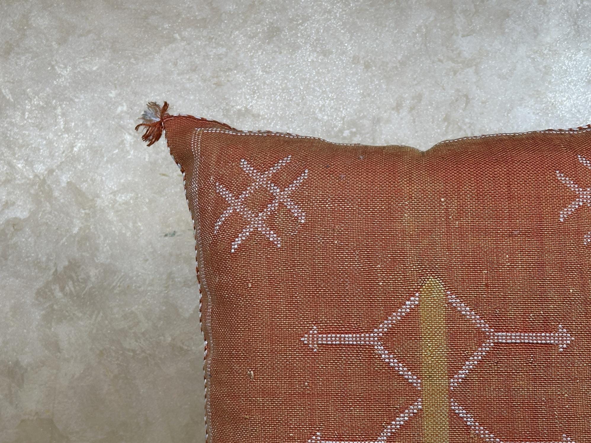 Boho Lumbar Pillow Cover, Navy Moroccan Kilim Cushion, Handmade Cactus Silk Pillowcase Decor - product image 5