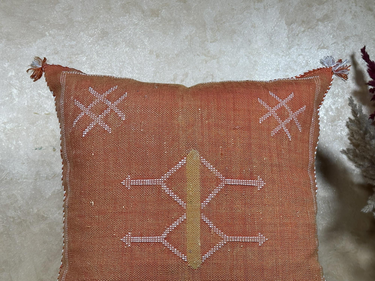 Boho Lumbar Pillow Cover, Navy Moroccan Kilim Cushion, Handmade Cactus Silk Pillowcase Decor - product image 3