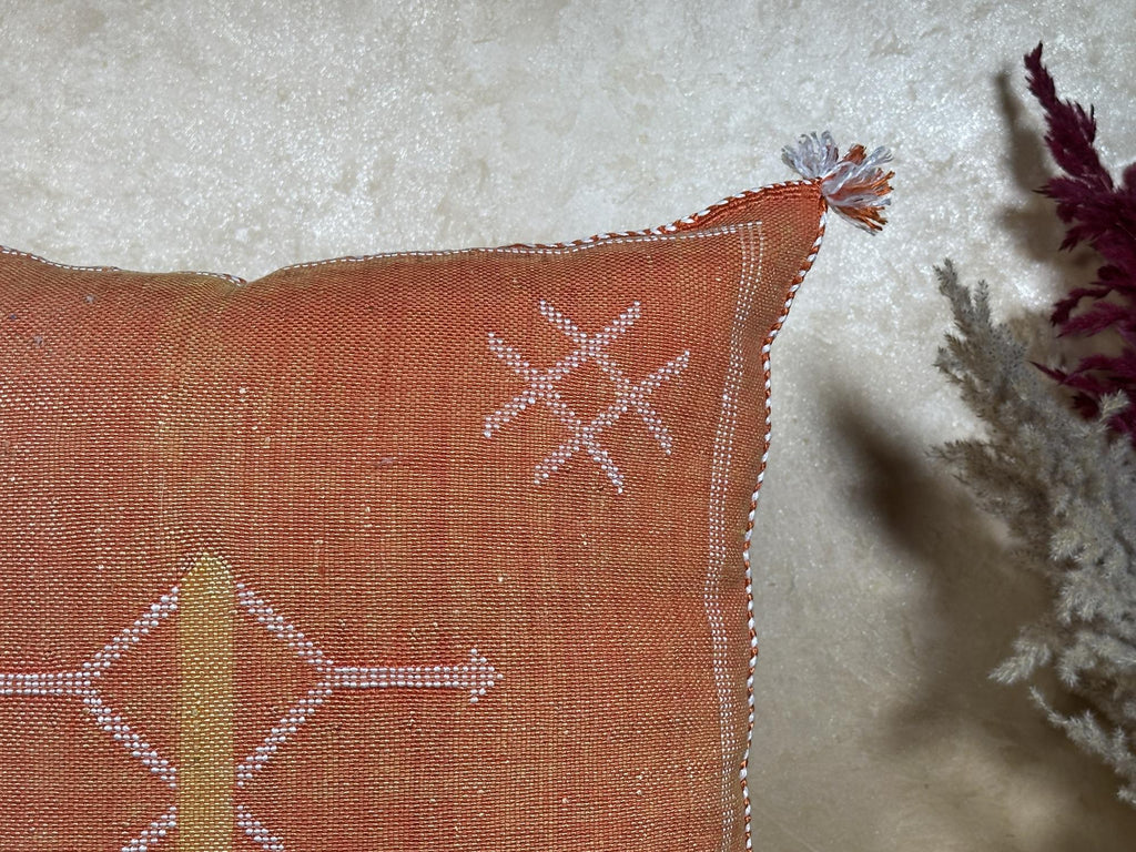 Boho Lumbar Pillow Cover, Navy Moroccan Kilim Cushion, Handmade Cactus Silk Pillowcase Decor - product image 4