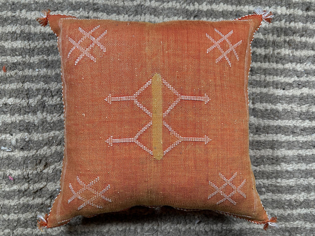 Boho Lumbar Pillow Cover, Navy Moroccan Kilim Cushion, Handmade Cactus Silk Pillowcase Decor - product image 10