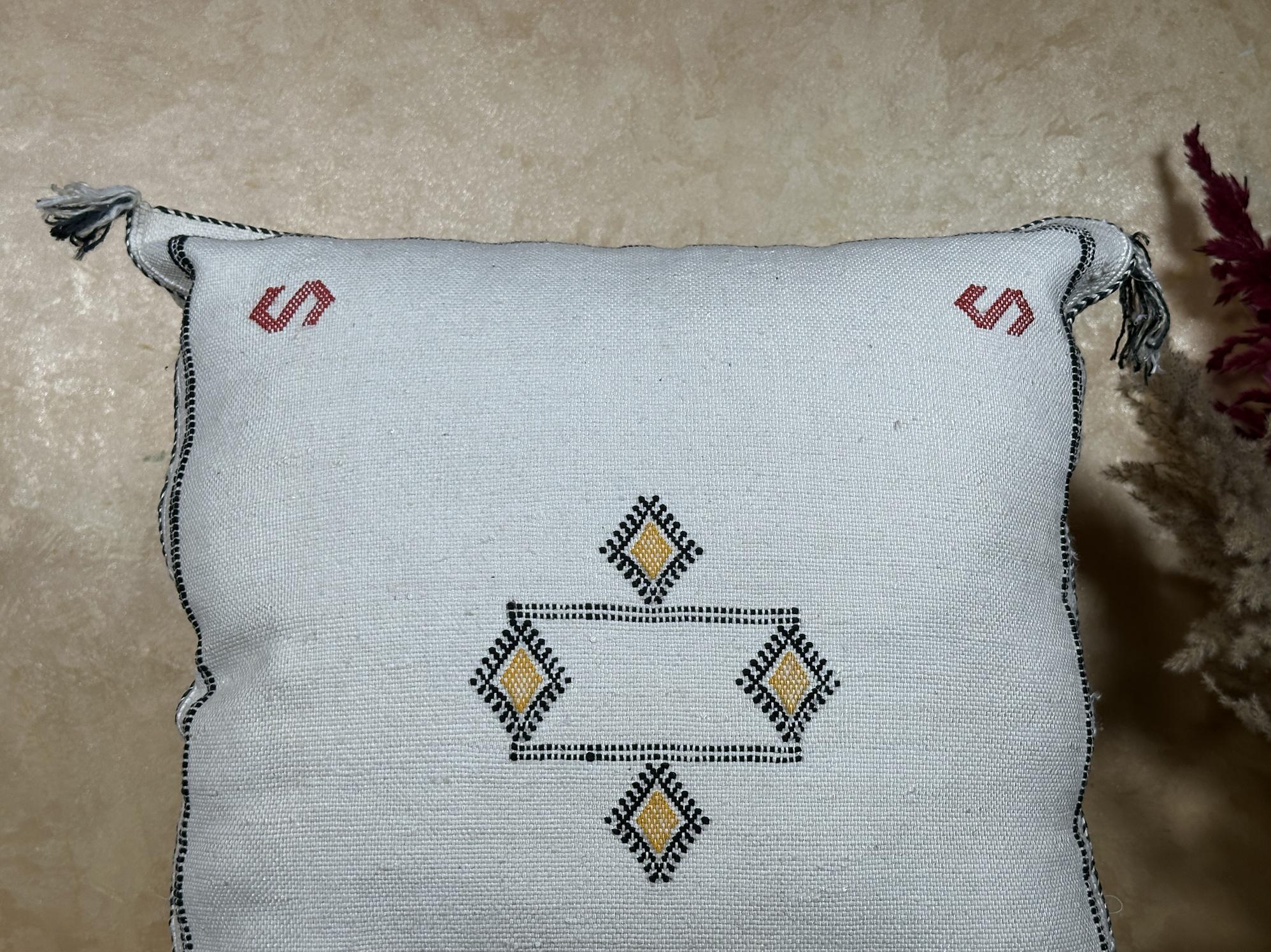 Handmade Navy Pillow Cover, Moroccan Boho Pillow, Cactus Silk Kilim Cushion Cover for Sofa Decor - product image 3