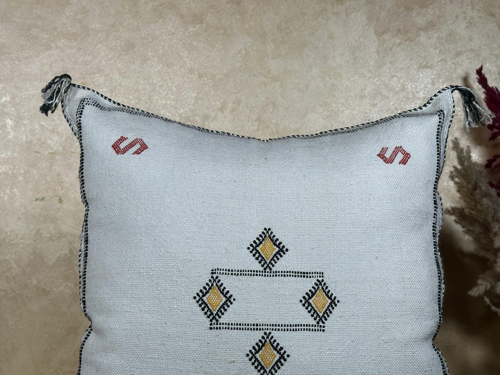 Kilim Lumbar Pillow Cover, Navy Moroccan Cactus Silk Cushion, Handmade Boho Pillowcase for Couch - product image 3