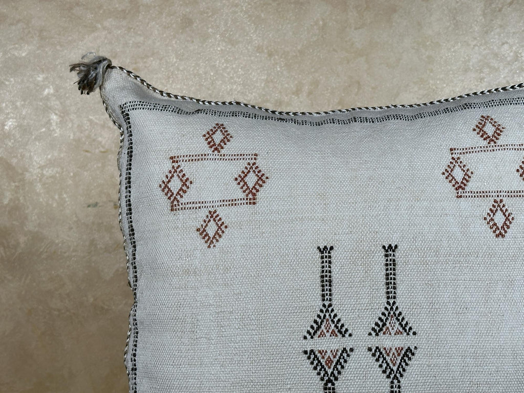 Moroccan Boho Cushion Cover, Navy Cactus Silk Pillow, Handmade Kilim Pillow Cover for Bed Sofa - product image 5