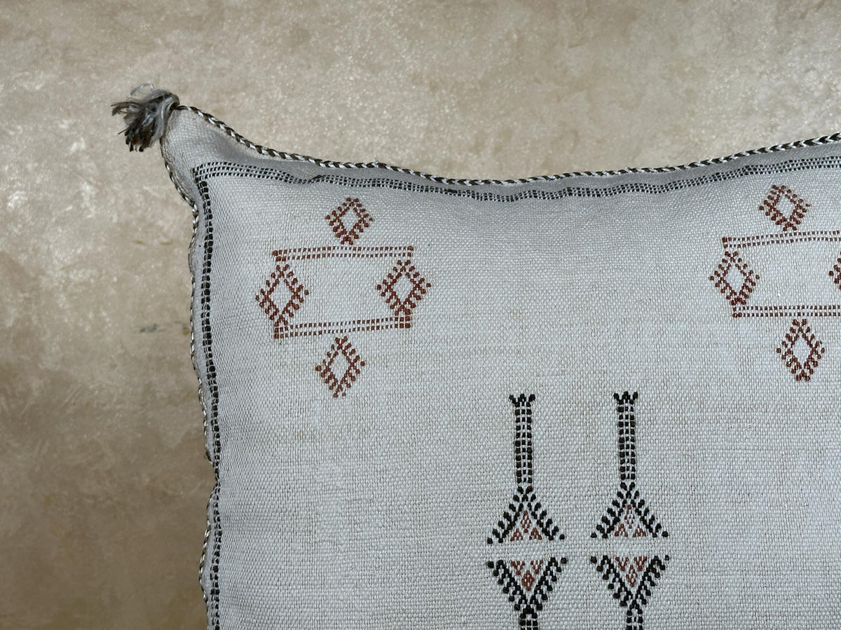 Moroccan Boho Cushion Cover, Navy Cactus Silk Pillow, Handmade Kilim Pillow Cover for Bed Sofa - product image 5