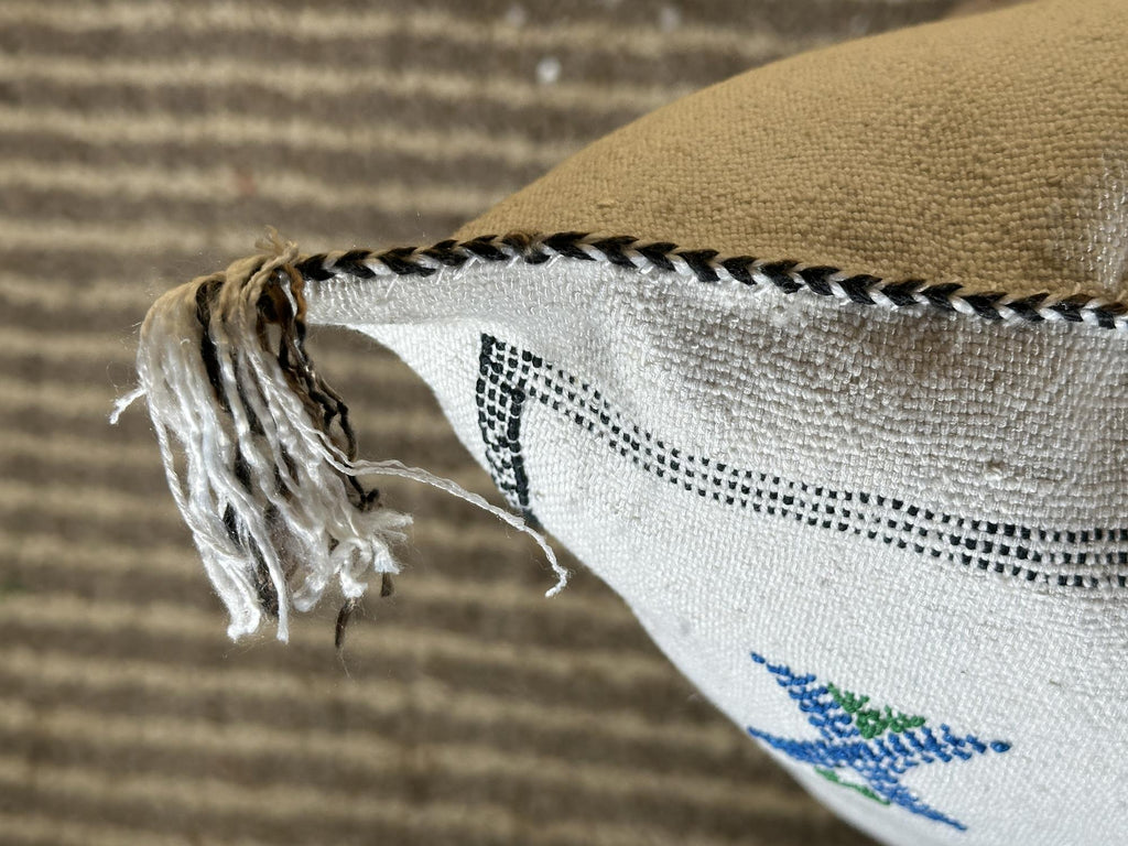 Handmade Moroccan Pillow Cover, Navy Boho Cushion, Kilim Cactus Silk Pillow for Sofa Bed Bench - product image 6