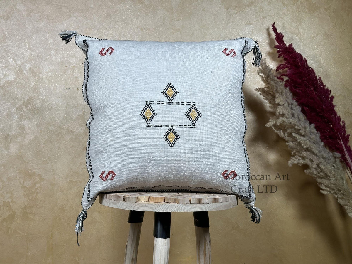 Handmade Navy Pillow Cover, Moroccan Boho Pillow, Cactus Silk Kilim Cushion Cover for Sofa Decor - product image 1