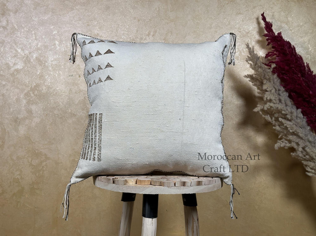 Neutral Moroccan Pillow, Cactus Silk Pillow, Boho Pillow, Kilim Pillow Cover, Turkish Pillow, Handmade So - product image 1