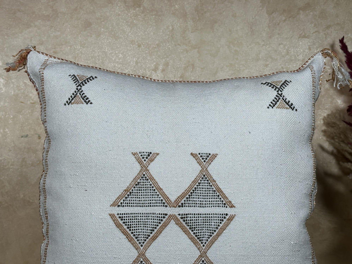 Moroccan Cactus Silk Pillow Cover, Boho Lumbar Pillow, Berber Pillow, Turkish Pillow, Neutral Embroidered - product image 3