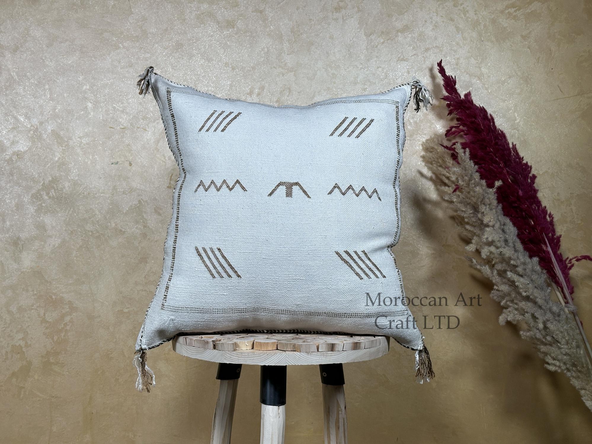 Neutral Boho Pillow Cover, Moroccan Pillow, Sabra Silk Pillow, Berber Pillow, Kilim Pillows, Handmade Cou - product image 1
