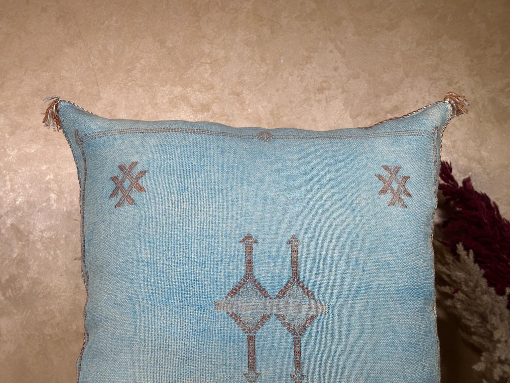 Handmade Moroccan Pillow Cover, Boho Pillow Cover, Sabra Silk Pillow, Berber Pillow, Turkish Pillow, Neut - product image 3