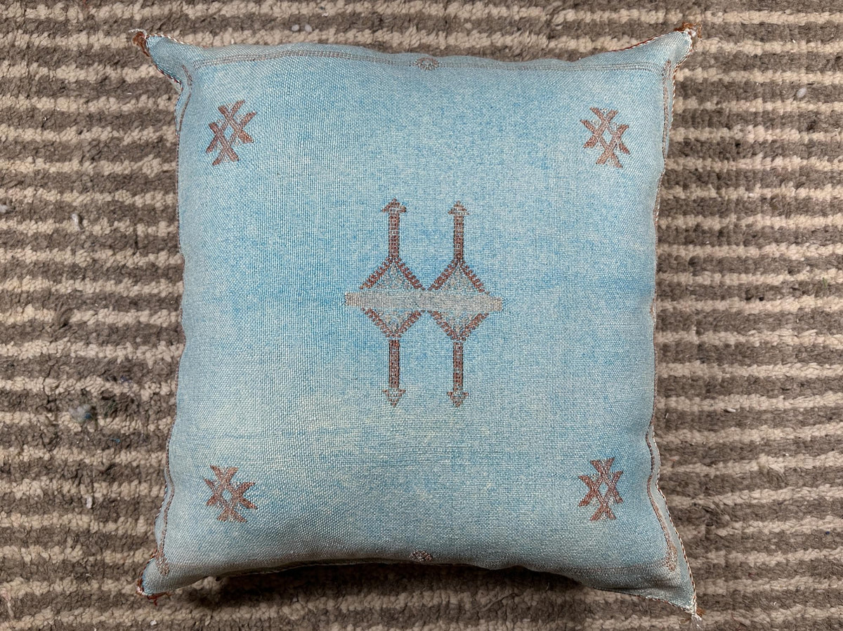 Handmade Moroccan Pillow Cover, Boho Pillow Cover, Sabra Silk Pillow, Berber Pillow, Turkish Pillow, Neut - product image 10