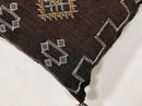 Handmade Moroccan Dark Brown Silk Pillow Cover, Boho Sabra Cactus Silk Cushion with White Gold Embroidery - product image 7