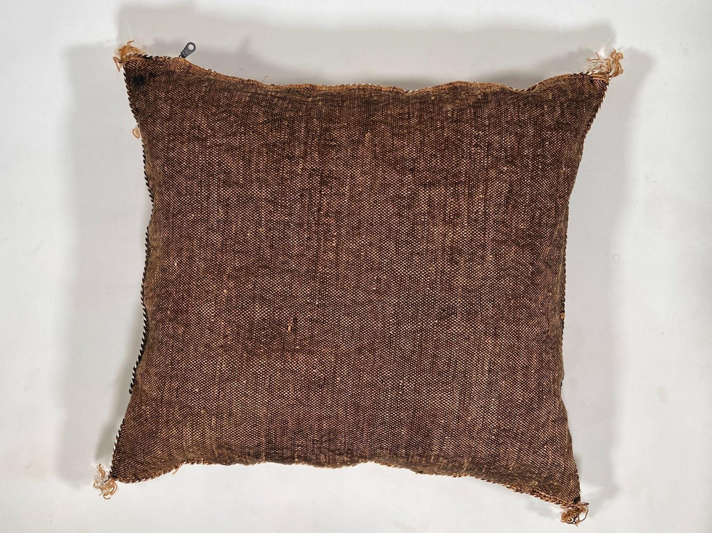 Luxury Brown Moroccan Silk Pillow Cover, Handmade Boho Cactus Silk Cushion, Tribal Diamond Decor, Custom - product image 9