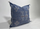 Handmade Moroccan Navy Blue Silk Pillow Cover, Boho Cactus Silk Sabra Cushion, Tribal Diamond Embroidery - product image 6