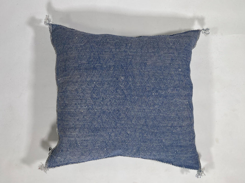 Handmade Moroccan Navy Blue Silk Pillow Cover, Boho Cactus Silk Sabra Cushion, Tribal Diamond Embroidery - product image 8