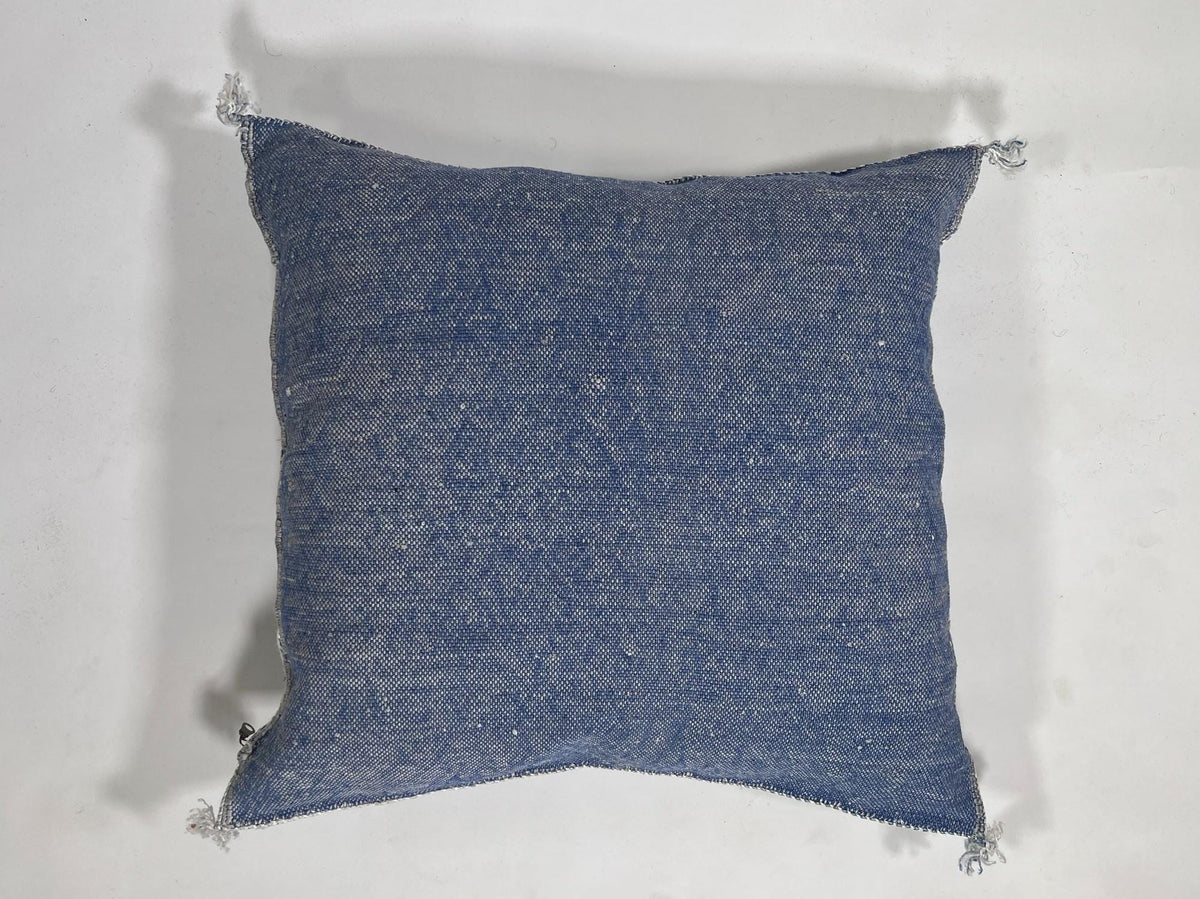 Handmade Moroccan Navy Blue Silk Pillow Cover, Boho Cactus Silk Sabra Cushion, Tribal Diamond Embroidery - product image 8