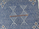 Handmade Moroccan Navy Blue Silk Pillow Cover, Boho Cactus Silk Sabra Cushion, Tribal Diamond Embroidery - product image 7