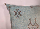 Light Blue Moroccan Silk Pillow Cover, Handmade Cactus Silk Sabra Cushion, Amazigh Berber Boho Throw Pill - product image 6