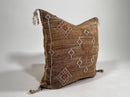 Handmade Moroccan silk pillow cover, brown boho cactus silk sabra cushion with white rust diamond embroid - product image 3