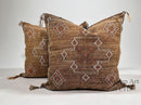 Handmade Moroccan silk pillow cover, brown boho cactus silk sabra cushion with white rust diamond embroid - product image 1