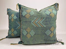 Moroccan Silk Pillow Cover, Handmade Green Boho Cactus Silk Cushion with Gold Diamond Embroidery, Custom - product image 1
