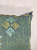 Moroccan Silk Pillow Cover, Handmade Green Boho Cactus Silk Cushion with Gold Diamond Embroidery, Custom - product image 6