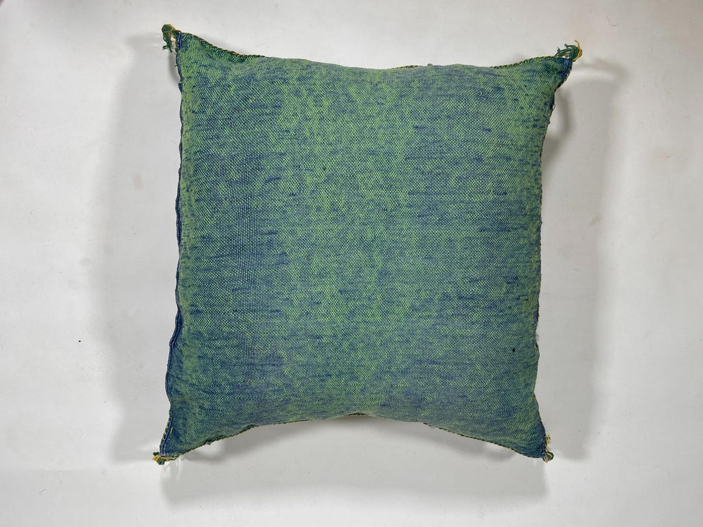 Moroccan Silk Pillow Cover, Handmade Green Boho Cactus Silk Cushion with Gold Diamond Embroidery, Custom - product image 9