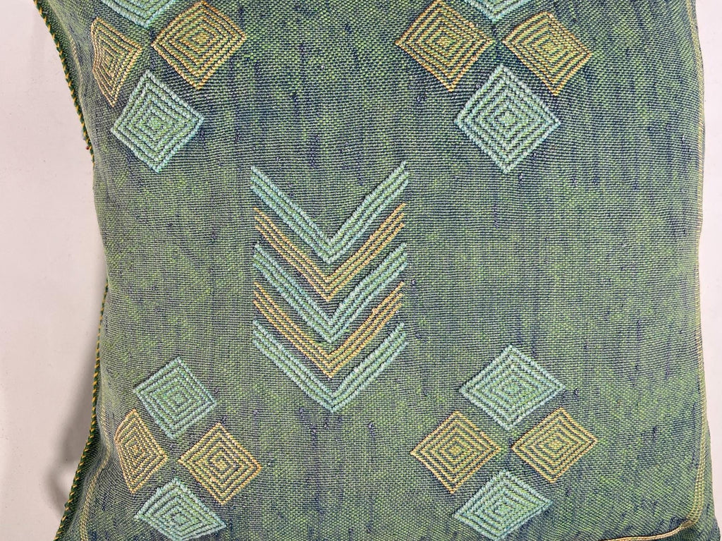 Moroccan Silk Pillow Cover, Handmade Green Boho Cactus Silk Cushion with Gold Diamond Embroidery, Custom - product image 7