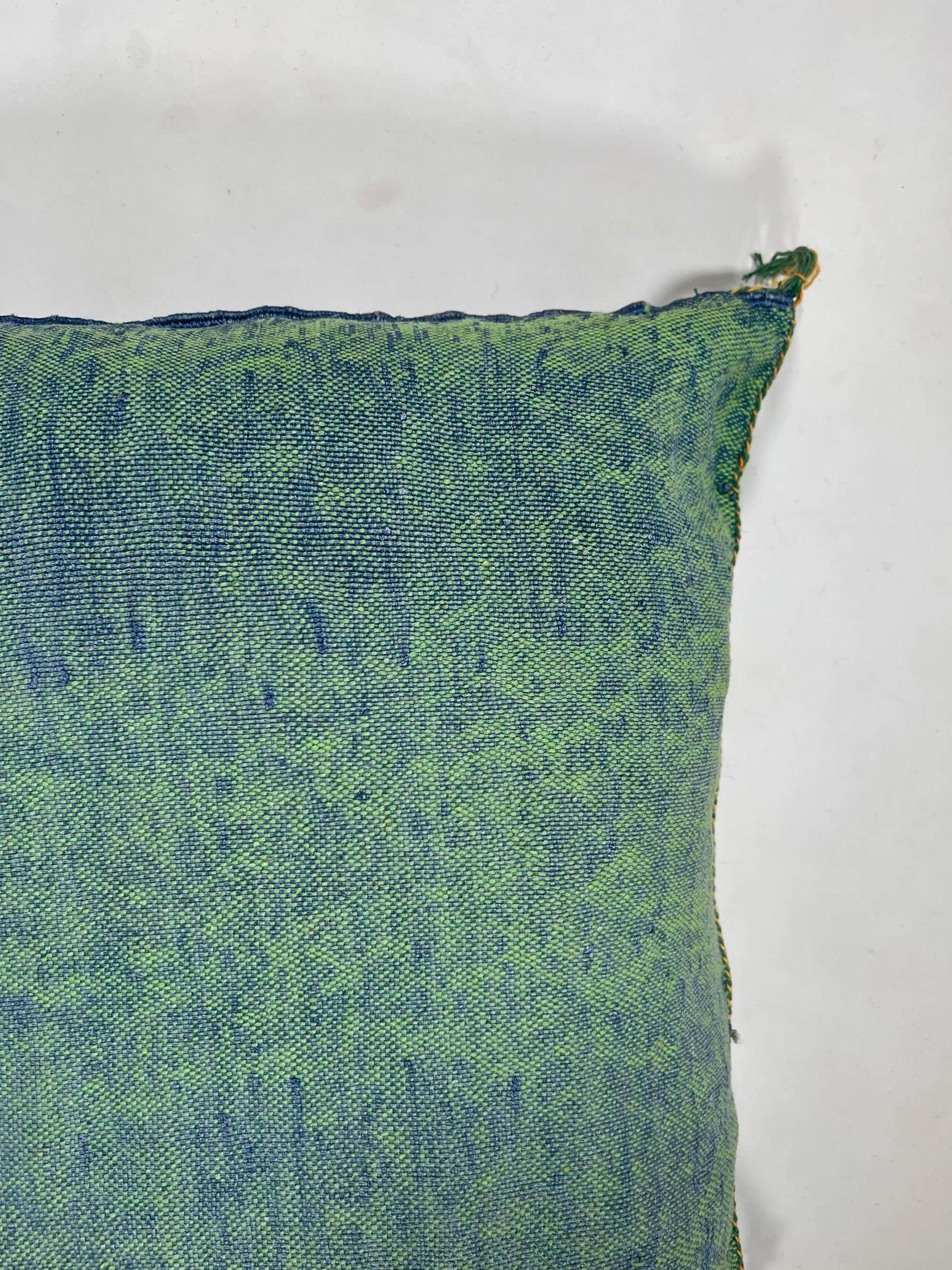 Moroccan Silk Pillow Cover, Handmade Green Boho Cactus Silk Cushion with Gold Diamond Embroidery, Custom - product image 10