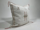 Moroccan Silk Pillow Cover, Ivory Cream Beige Embroidered Pillowcase, Neutral Boho Tribal Geometric Cushi - product image 3