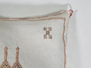 Moroccan Silk Pillow Cover, Ivory Cream Beige Embroidered Pillowcase, Neutral Boho Tribal Geometric Cushi - product image 6