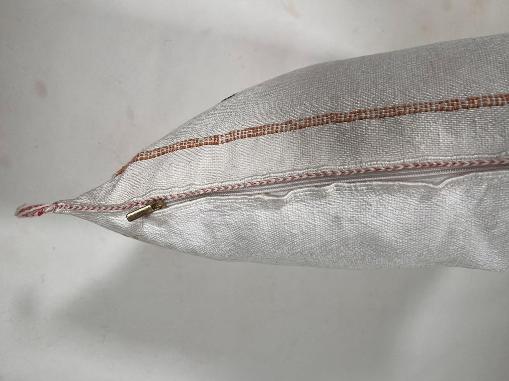 Moroccan Silk Pillow Cover, Ivory Cream Beige Embroidered Pillowcase, Neutral Boho Tribal Geometric Cushi - product image 8
