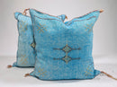 Handmade Moroccan Silk Pillow Cover, Cream Beige Embroidery, Taupe Gold Tribal Geometric Pillowcase, Boho - product image 1