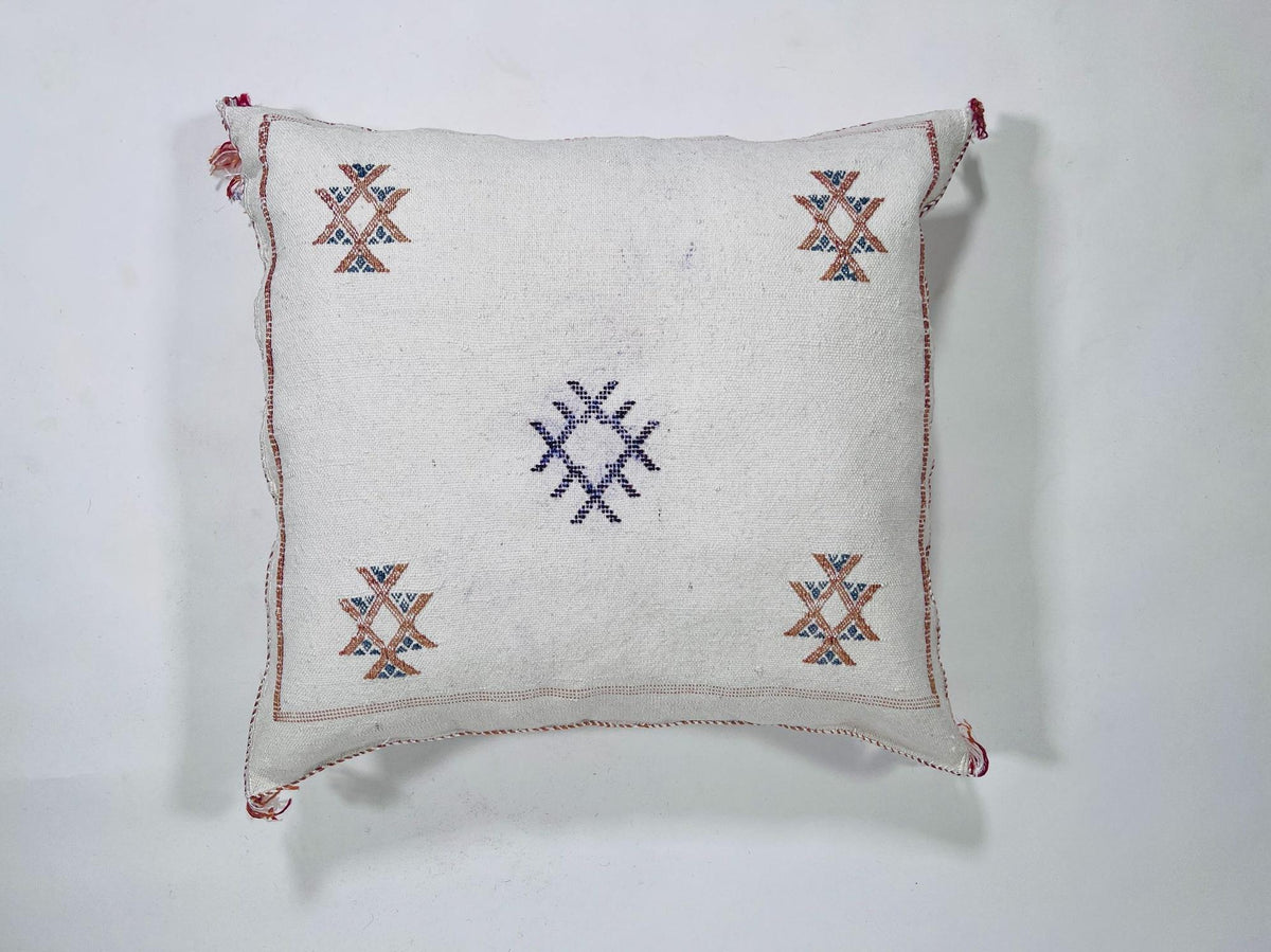 Boho Moroccan Silk Pillow Cover, Cream Ivory Beige Embroidery, Taupe Gold Geometric Tribal Pillowcase for - product image 5