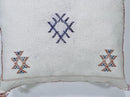 Boho Moroccan Silk Pillow Cover, Cream Ivory Beige Embroidery, Taupe Gold Geometric Tribal Pillowcase for - product image 6