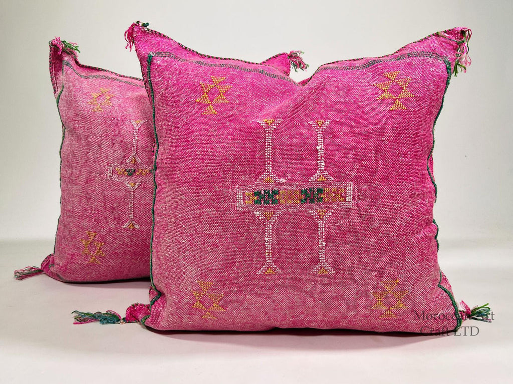 Neutral Boho Moroccan Silk Pillow Cover, Ivory Cream Beige Embroidery, Tribal Geometric Pillowcase for Co - product image 1