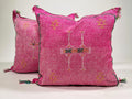 Neutral Boho Moroccan Silk Pillow Cover, Ivory Cream Beige Embroidery, Tribal Geometric Pillowcase for Co - product image 1