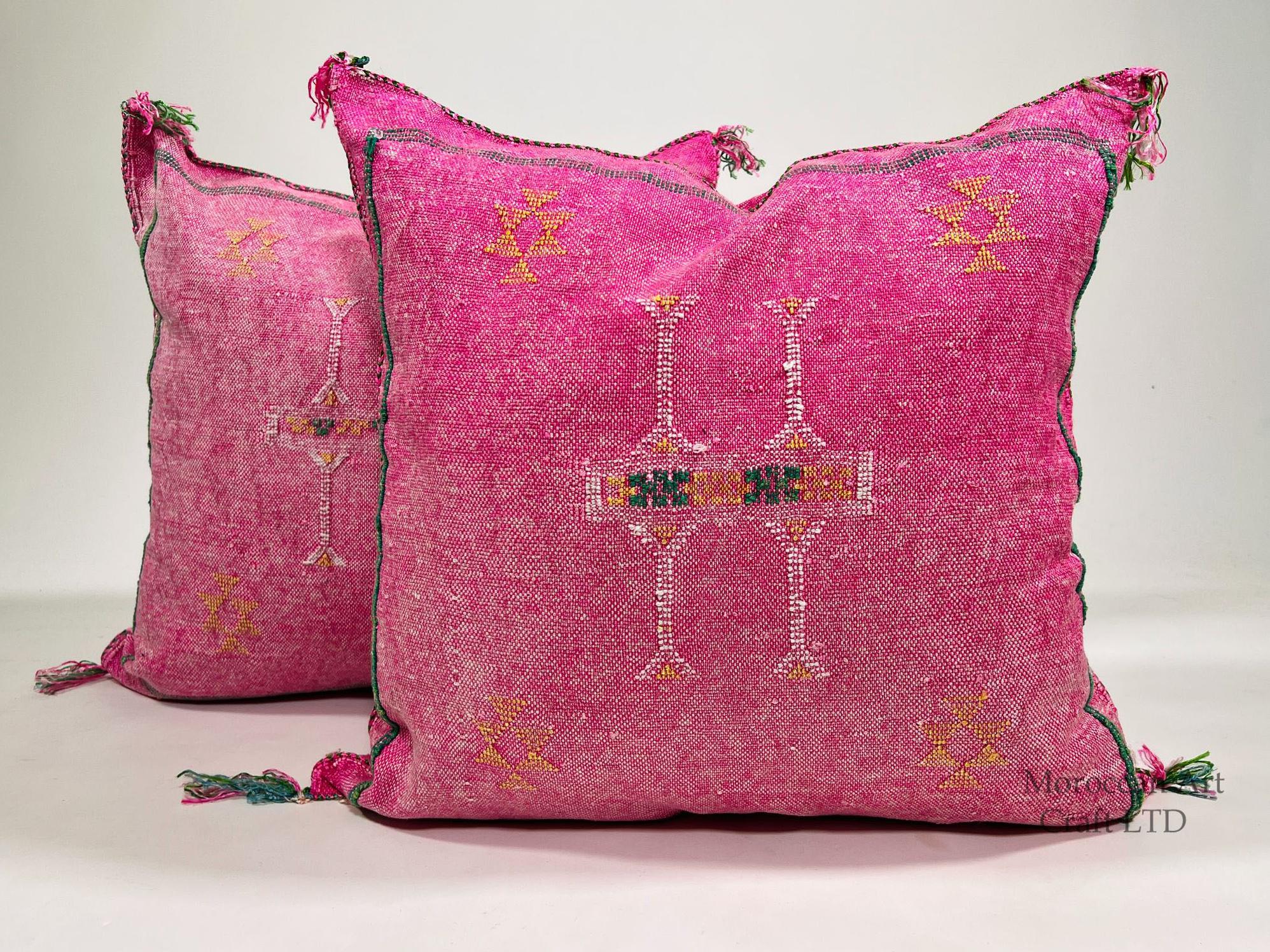 Neutral Boho Moroccan Silk Pillow Cover, Ivory Cream Beige Embroidery, Tribal Geometric Pillowcase for Co - product image 1