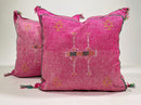 Neutral Boho Moroccan Silk Pillow Cover, Ivory Cream Beige Embroidery, Tribal Geometric Pillowcase for Co - product image 1