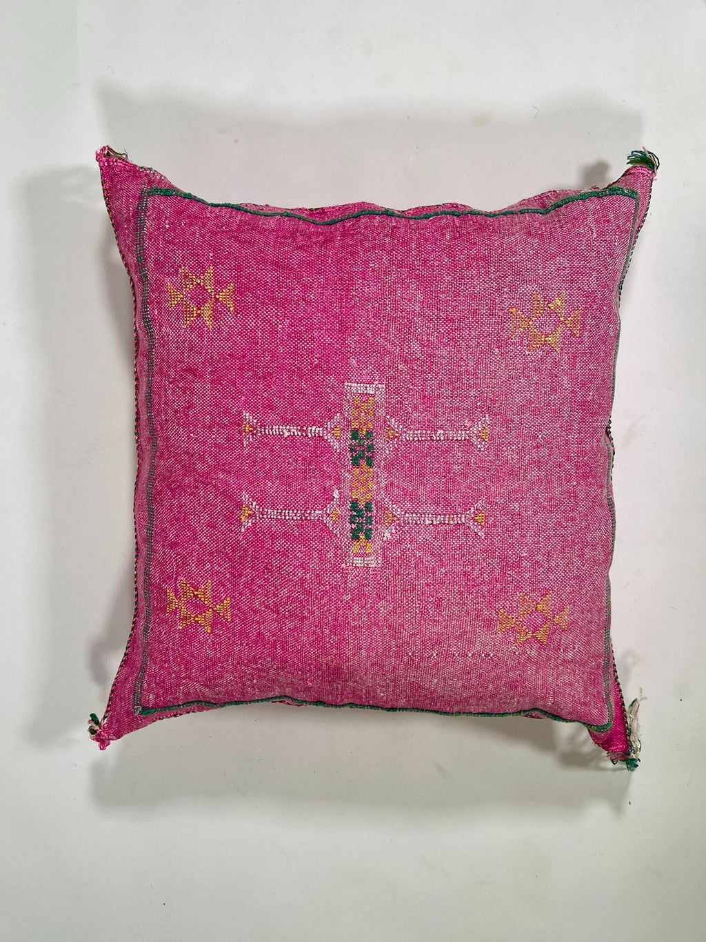 Neutral Boho Moroccan Silk Pillow Cover, Ivory Cream Beige Embroidery, Tribal Geometric Pillowcase for Co - product image 5