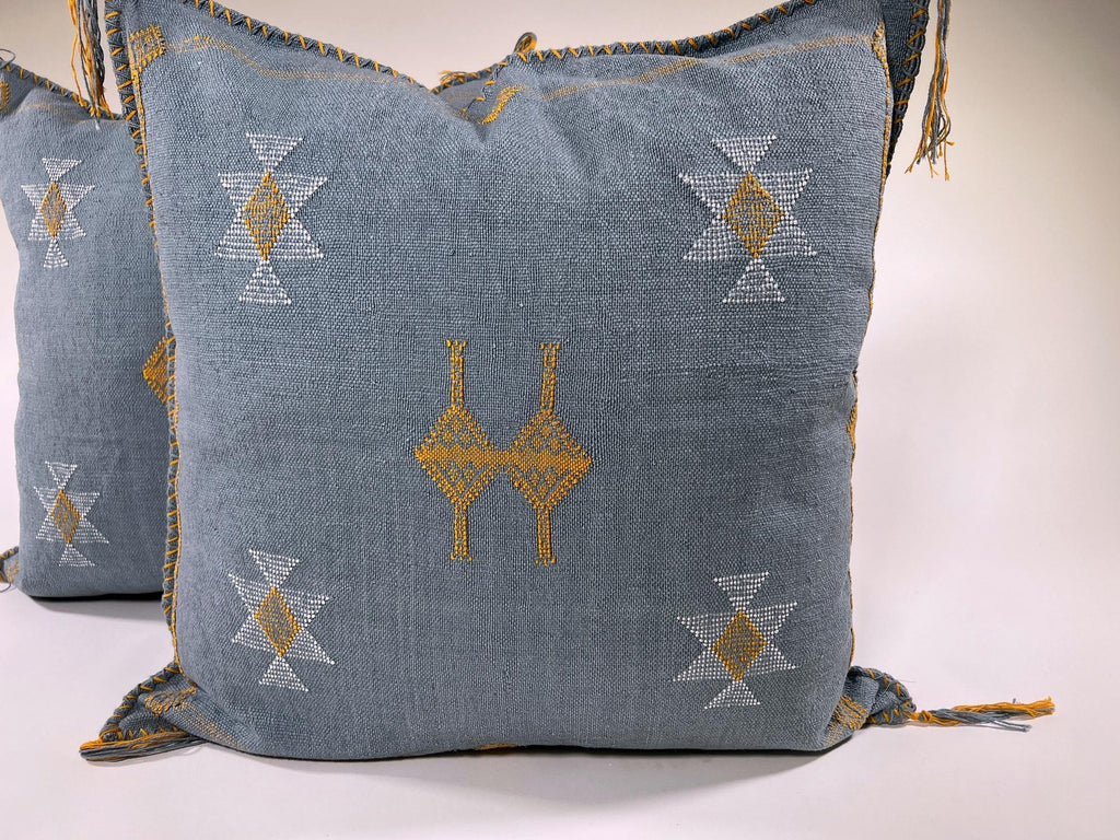 Moroccan Silk Cushion Cover, Handmade Embroidered Pillowcase, Boho Sofa Couch Bed Decor - product image 3