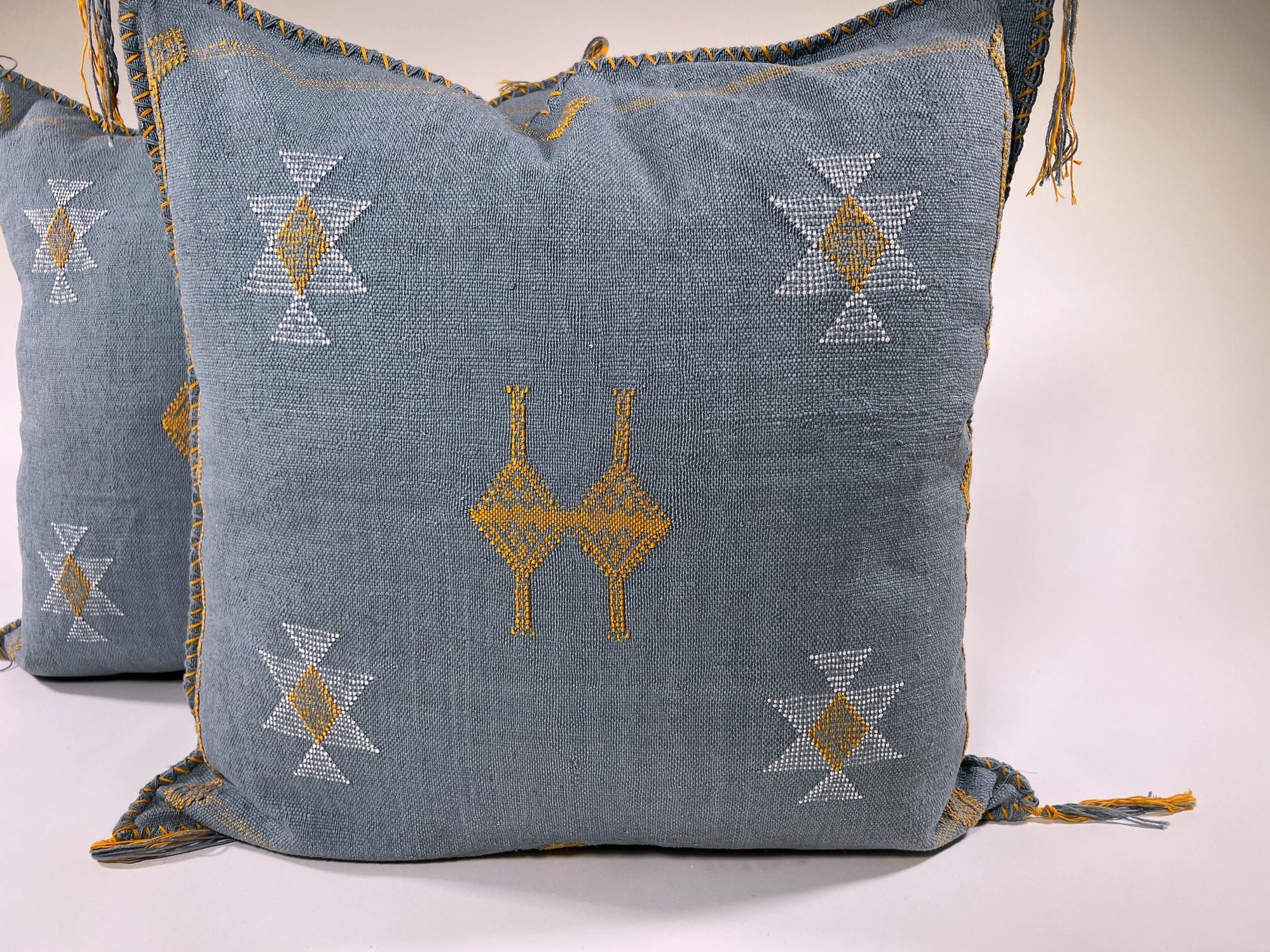 Moroccan Silk Cushion Cover, Handmade Embroidered Pillowcase, Boho Sofa Couch Bed Decor - product image 3