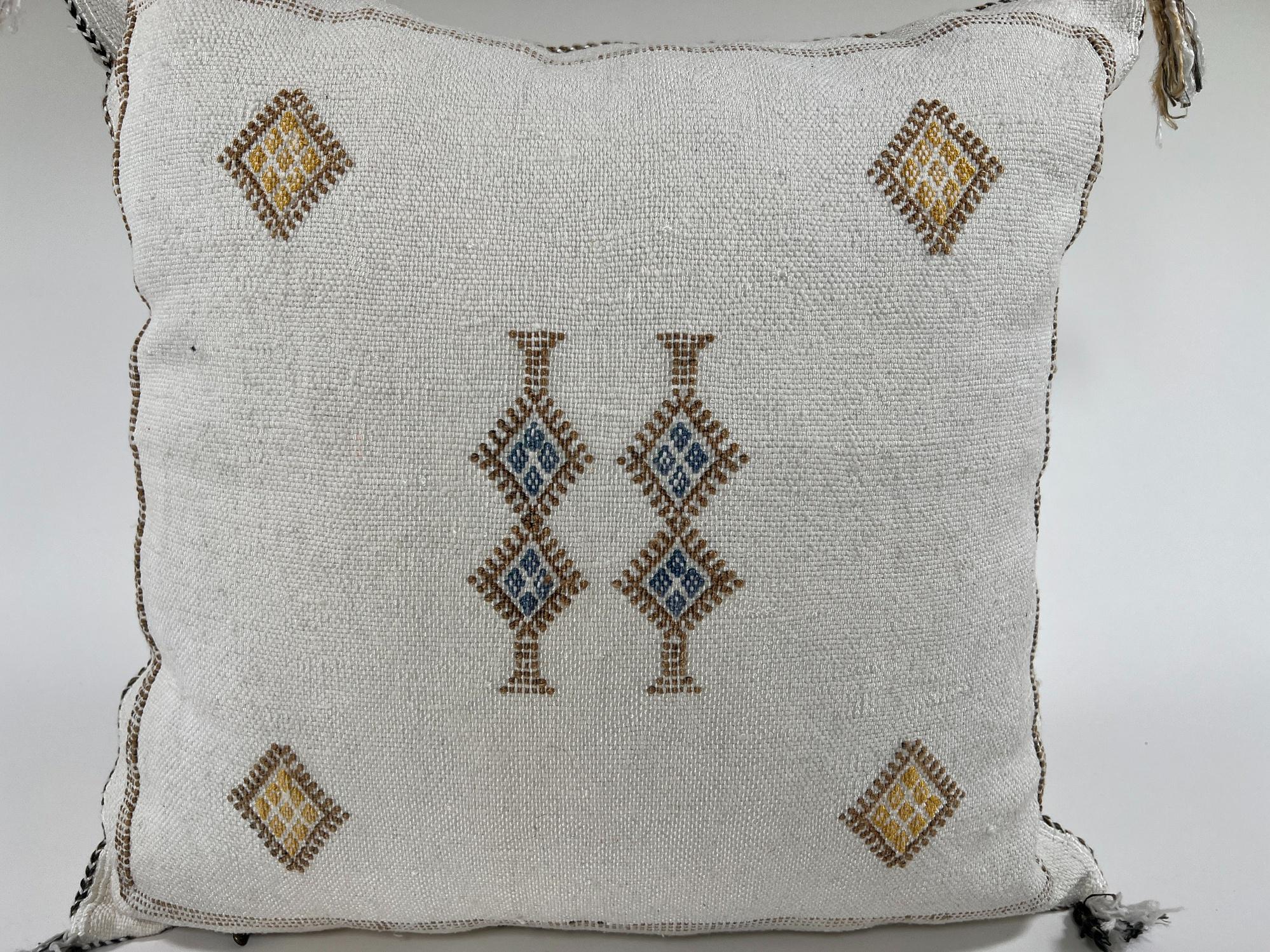 Handmade Moroccan Pillow Cover, Silk Embroidered Cushion Case, Boho Living Room Bedroom Decor - product image 4