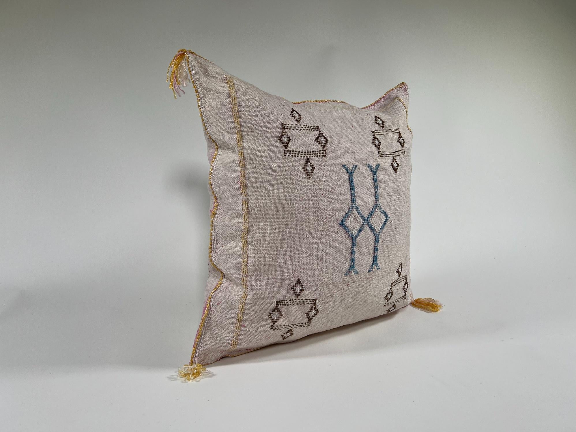 Luxury Silk Pillow Cover, Handmade Moroccan Cushion Case, Embroidered Boho Sofa Bed Accent - product image 6